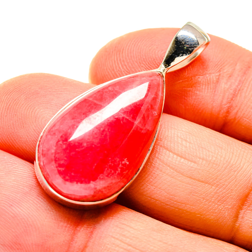 925 Sterling Silver Pendant oval Red Agate Handmade