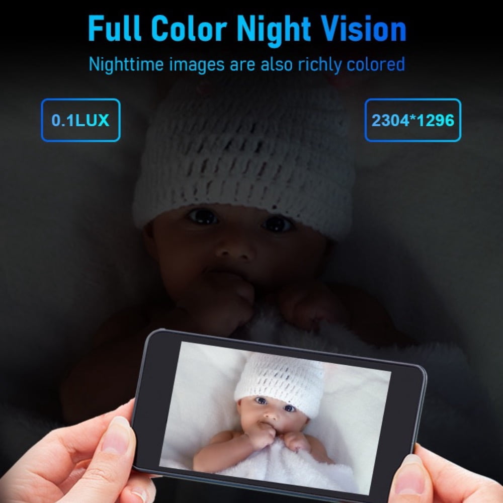 Baby Monitor Smart Screen Camera Pet Camera Indoor Two Way Wireless Security Camera Monitor 1080P Motion Detection, Full Colour Night Vision, Baby/Elderly/Nanny Audio Calling Device Pan Tilt