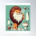 thumbnail image 2 of Lion Shaving In Bathroom Poster Wall Art, Modern Wall Decor For Living Room Bedroom, 8x12 UNFRAMED, 2 of 3