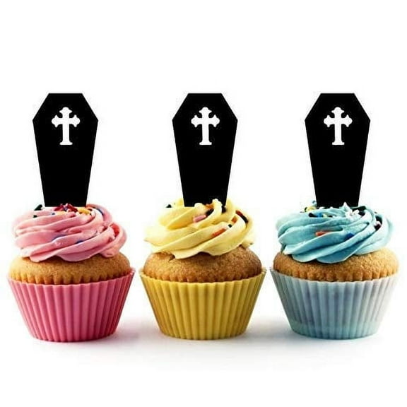 Whimsical Practicality's RIP Coffin Silhouette Acrylic Cupcake Toppers 12 pcs