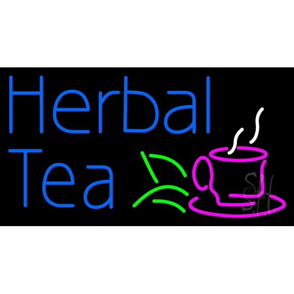Herbal Tea LED Neon Sign 20 x 37 - inches, Black Square Cut Acrylic Backing, with Dimmer - Bright and Premium built indoor LED Neon Sign for restaurant window and interior decor.