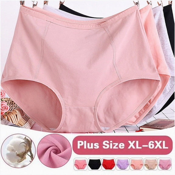Lumosvexa Women's Plus Size Briefs Soft Cotton Comfortable High Waist Daily Shorts Panties Pink XL
