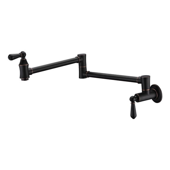 SUMERAIN Pot Filler Faucet Wall Mount Folding Kitchen Sink Faucet Oil Rubbed Bronze Traditional Pot Filler Over Stove with Double Joint Swing Arms