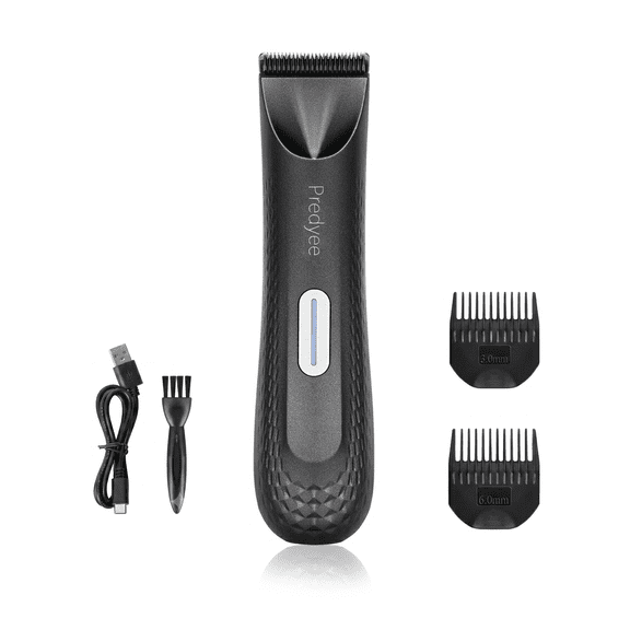 Predyee Men's Body Groomer & Pubic Hair Trimmer, Waterproof Electric Groin Shaver, 120-Min Runtime