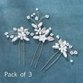 thumbnail image 2 of Bride Wedding Flower Hair Pins Bridal Pearl Hair Piece Crystal Hair Accessories for Women and Girls (Pack of 3) (Rose Gold), 2 of 4