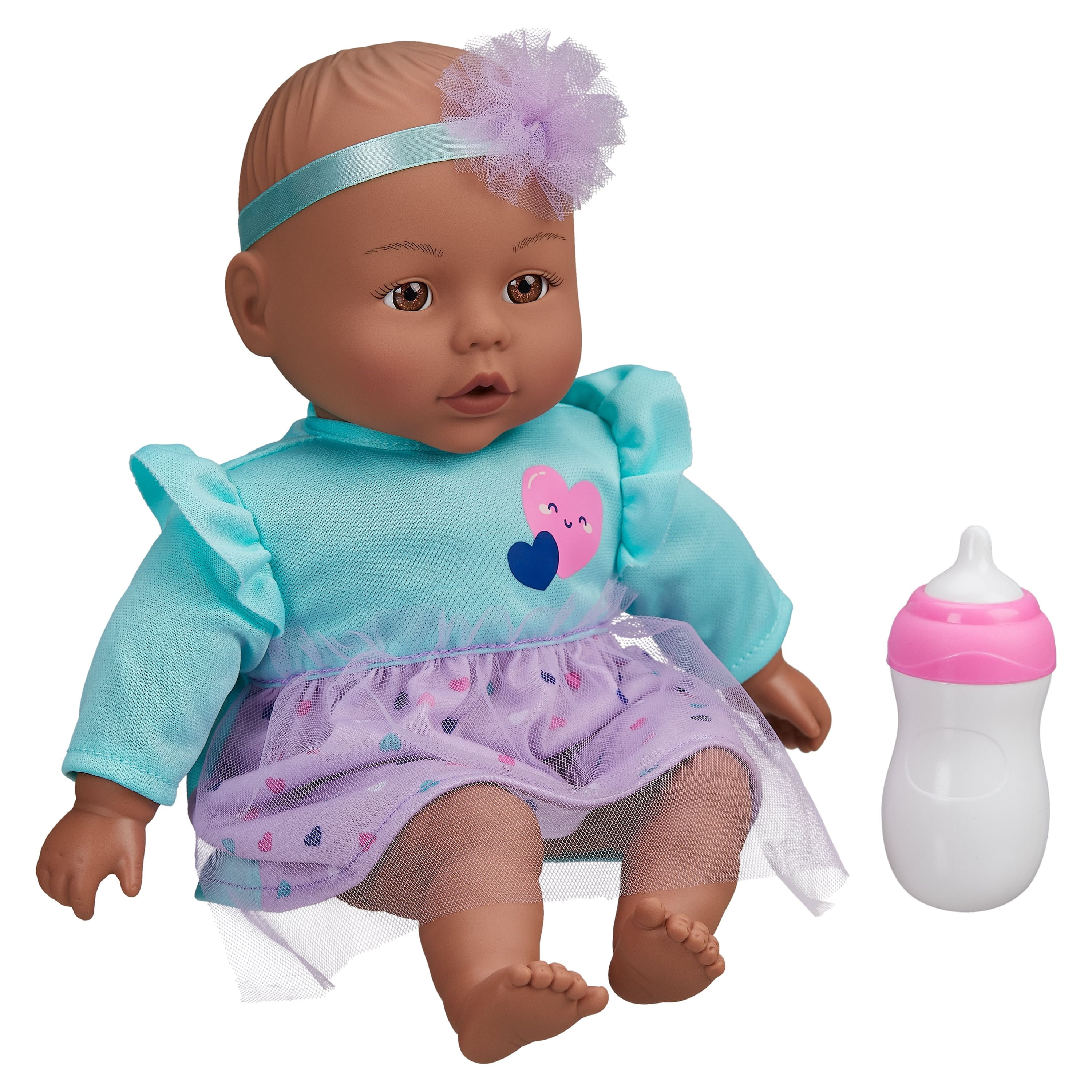 My Sweet Love Snuggle & Feed 12.5-inch Baby Doll, Brown Eyes, Dark Skin Tone