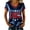 Red, variant on Women's V Neck Butterfly & Rose Print T Shirt Patriotic Glitter Graphic Casual Top