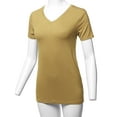 thumbnail image 5 of A2Y Women's Basic Solid Premium Rayon Short Sleeve V-neck T Shirt Tee Tops Khaki XL, 5 of 6