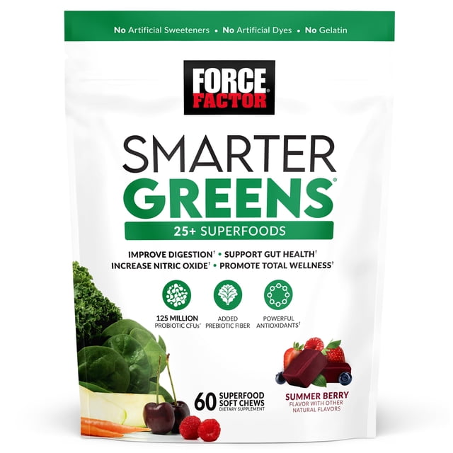 Suplemento Force Factor Smarter Greens Superfood Chews, 60 g