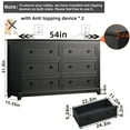 thumbnail image 2 of Joaxswe 6 Drawer Dresser, Mid Century Modern Dresser with Storage, 54" Wide Chest of Drawers with Wood Grain Texture for Bedroom, Living Room, Hallway, Black, 2 of 8