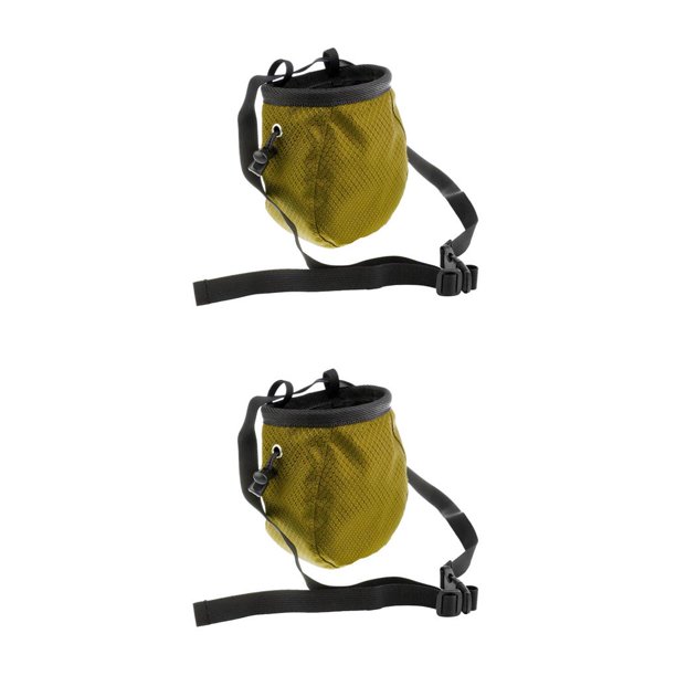 Greeniant Bolsa de tiza cilíndrica para escalada en roca con cinturón con cordón verde 2piezas
