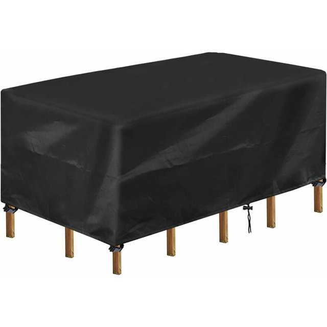 Funda para mesa de jardín, funda rectangular impermeable para muebles de jardín, anti-UV, funda de tela Oxford 420D para mesa, silla, muebles de jardín al aire libre (170 x 94 x 70 cm)