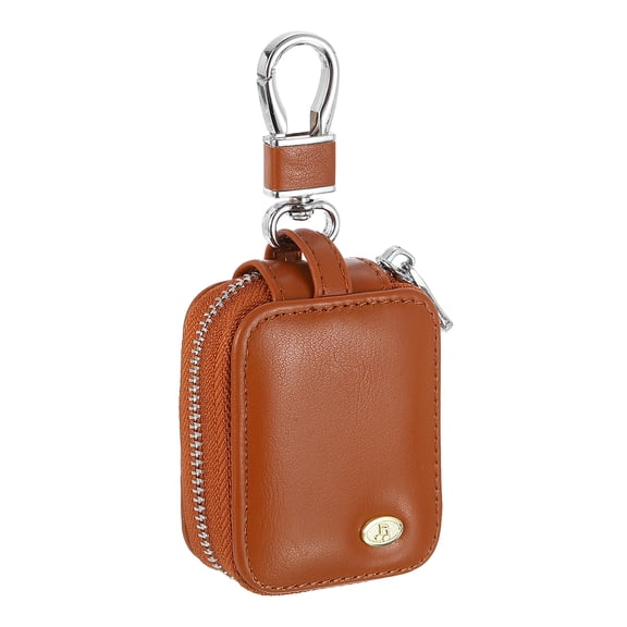 Uxcell Earbuds Cases Earphone Case Holder PU Leather EarBuds Case Zipper Pouch Organizer Small with Mesh Pocket, Brown