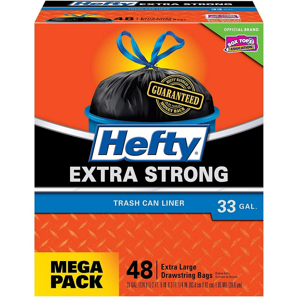 Hefty Strong Large Trash Bags 33 Gallon, 48 Count