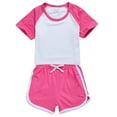 thumbnail image 2 of Ccpelsie Girl Clothes Set Summer Shorts Top 2Pieces Toddler Little Girls Outfits with Pockets(Hot Pink,3-4 Years), 2 of 5