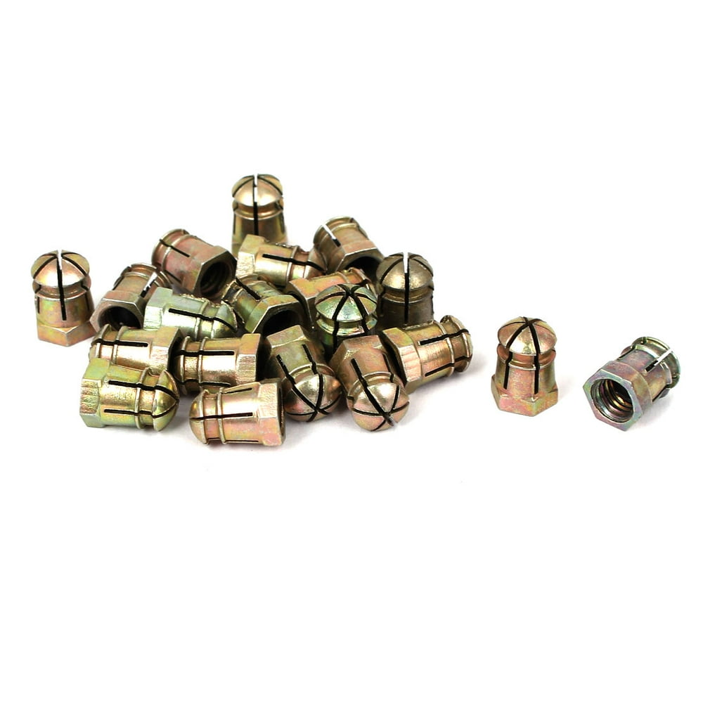 M6 Female Thread Screwed Connection Alloy Expanding Nuts Bronze Tone 20