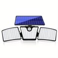 thumbnail image 1 of 1pc/2pcs LED Solar Motion Sensor Wall Lights, Outdoor Solar Garden Lights With 3 Adjustable Heads, Security LED Flood Light, Solar Lights For Outside 230LED 2200LM, 1 of 5