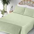 thumbnail image 3 of Ambesonne Retro Fitted & Flat Sheet with Shams 4 Pcs Set, Vintage Leafy Pattern 80s, Queen, Pastel Green and Off White, 3 of 5
