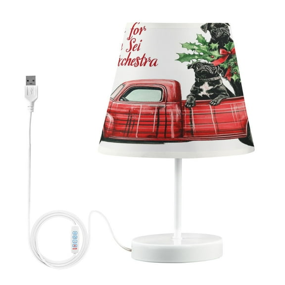 BZSMCE Table Lamp Creative Red Truck Take Dogs and Gift Simple Pattern Night Light