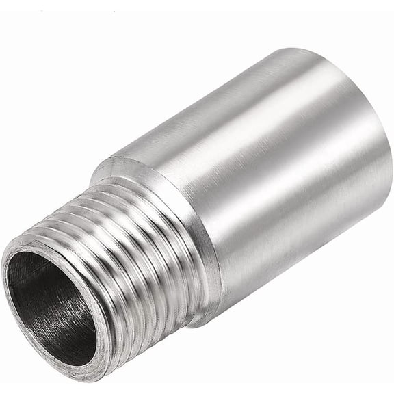 Stainless Steel Shower Head Extension Arm Shower Head Extender Adjustable Lower Shower Head Pipe Fitting G1/2 Male to G1/2 Female Thread 35mm Length Cast Pipe Fitting Coupler Bathroom Accessories