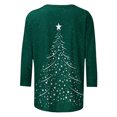 thumbnail image 4 of Fiudx Ofertas de La Semana Camiseta con Estampado Navideño a La Moda para Mujer, Blusa con Mangas 3/4, Tops Informales con Cuello Redondo, 4 of 5