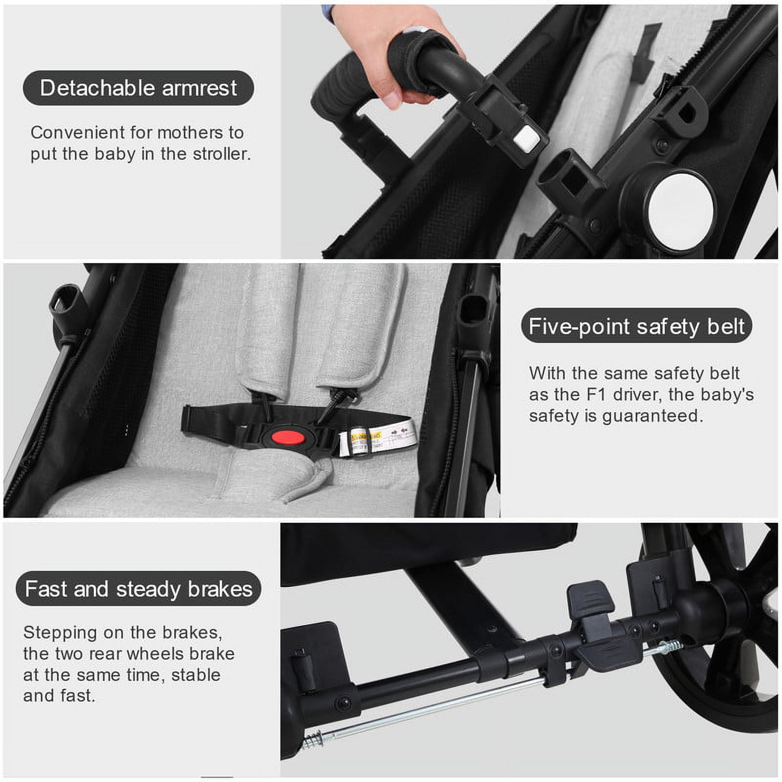 Cynebaby Foldable Baby Newborn Stroller for 0-36 Months Old Babies, Gray