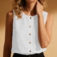 thumbnail image 2 of LNWUY Womens Cotton Linen Suit Vest Summer Casual Sleeveless Round Neck Button Down Tank Tops Fashion Work Waistcoat White XL, 2 of 6