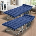 thumbnail image 1 of Slsy 2 Packs Folding Camping Cot, 28" Wide Folding Cot Heavy Duty Portable Sleeping Cot for Adults with 2-Sided Mattress & Carry Bags, 1 of 12
