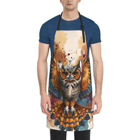 

Goofa Colorful Owl Tattoo Art Printed Waterproof Apron 33 Chef Aprons for Men Heavy Duty Chemical Work Apron Adjustable Bib Apron