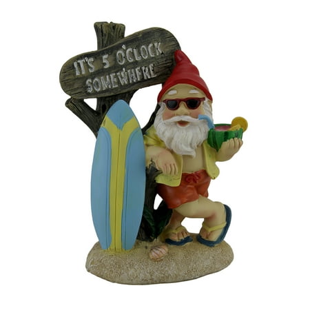 Zeckos It's 5 O'clock Somewhere Tropical Beach Bum Gnome