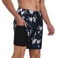 thumbnail image 2 of Kdxio Lilies Flowers Print Men's Swim Trunks with Compression Liner 7 Inch Inseam Quick Dry Swim Shorts, 2 of 7