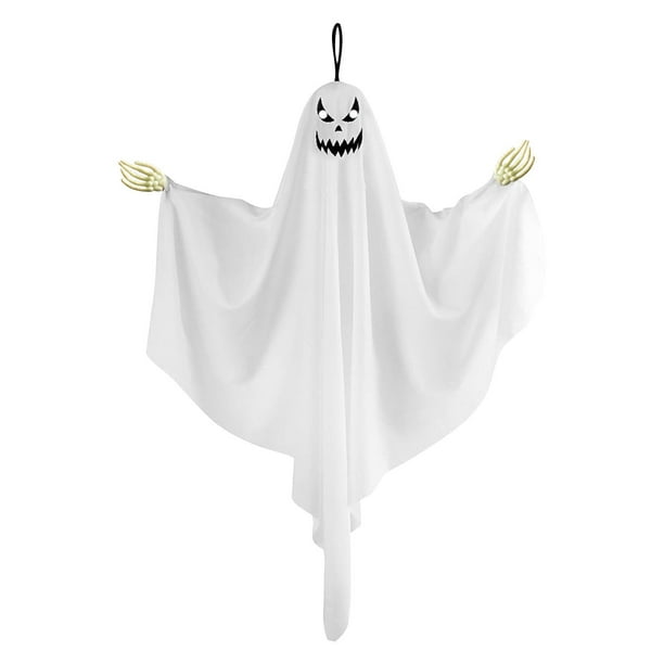 Adorno colgante de fantasmas de Halloween | Diseño de huesos de mano espeluznantes | Expresiones Aterradoras y Adorables | Tela y plástico | Fácil de colgar | Decoración interior exterior