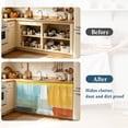 thumbnail image 4 of Teal Yellow Cabinet Curtain 35"Wx35"L,Dustproof Under Sink Skirt W/ Self Adhesive Tape,Orange Oil Painting Modern Abstract Geometric Cabinet Curtain Cover for Kitchen Sink,Bathroom Vanity, 4 of 9