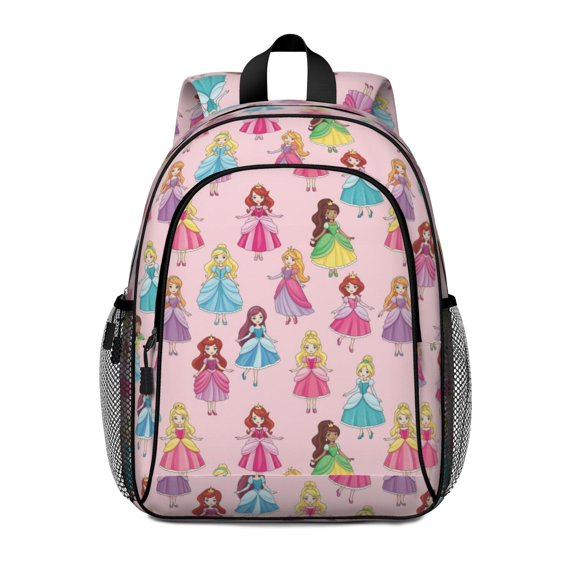 Princess and Dress Pink Pattern Backpack for School, Cute School Bag with Adjustable Shoulder Straps and Padded Back, 15"x11.42"x5.5"