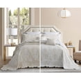 thumbnail image 1 of Blythease Oversized King Bedspread Jacquard Matelasse Damask Pattern Design Lightweight Reversible 5 Piece 100 Microfiber Ivory, 1 of 1