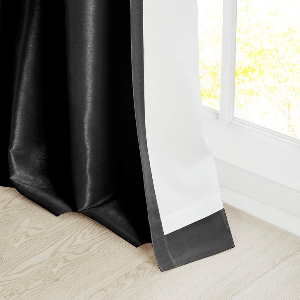 MAYEERTY 50x84" Twist Tab Lined Window Curtain Panel Black