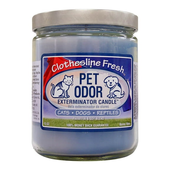 Pet Odor Exterminator Candle, Clothesline Fresh, 13 oz