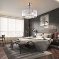 thumbnail image 2 of 18 inch Modern Industrial Bladeless 3 Wind Speed 3 Blades Down Rod Ceiling Fan with Caged Mesh Shade, Chandelier Ceiling Fan with Light and Remote Control Silver, 2 of 9