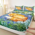thumbnail image 3 of Homewish Cute Cartoon Fox Twin Sheet Sets,Purple Flower Lavender Twin Fitted Sheet,Rustic Floral Flat Sheet For Girls Boys,Ultra Soft Home Decor,3 Pieces, 3 of 7