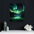 thumbnail image 4 of GOSMITH Northern Lights Wall Art Green Aurora Forests Canvas Prints Aurora Borealis Artworks Paintings Home Decor Frame（Northern Lights, 4 of 4