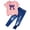 Pink, variant on mgoYE Tween Girl Clothes Short Sleeve Top Ripped Jeans 2 Pieces Spring Summer Outfit Set(Light Purple,6-7 Years)