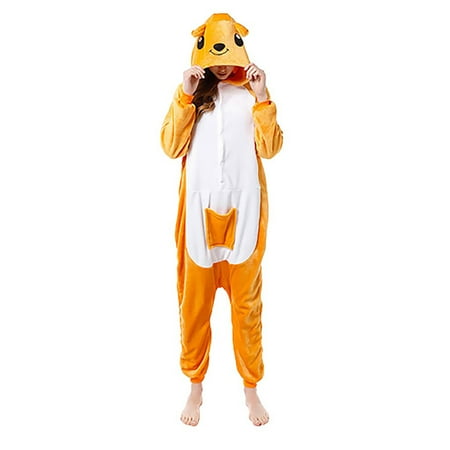 

Ladies One Piece Animal Hoodie Pajamas Cartoon Sleepwear Winter Warm Adults Onesie Plush Jumpsuit Cosplay Costume