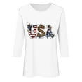 thumbnail image 4 of Cavosen Red White and Blue Tops for Women Petite Patriotic 3/4 Sleeve Round Neck Shirts USA Flag Print Shirts Lady XL Independence Day Casual Tops Funny 4th of July Tunic Tees 2025 Patriotic Blouses, 4 of 4