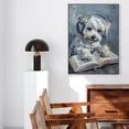 thumbnail image 5 of Hudo Havanese Dog read Book Painting Wall Art, Cute dog Headphones - Funny Dog Canvas Poster for Kids' Room Decor Ready to Hang, 5 of 5