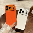 thumbnail image 3 of for iPhone 16 Pro PU Leather Back Case, Transform to iPhone 17 Pro Max Style, PC Frame Shock-Absorbent Anti-Scratch Non-Slip Camera Lens Protector Wireless Charging Protective Cover, Orange, 3 of 9