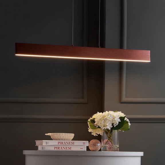 JONATHAN Y Draper 40" Dimmable Adjustable Integrated LED Metal Linear Pendant, Anodized Bronze
