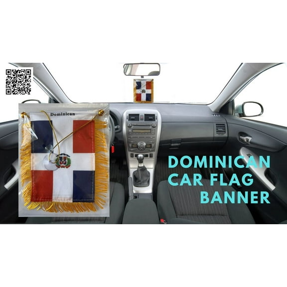 Dominican Flag window hanging mini banner