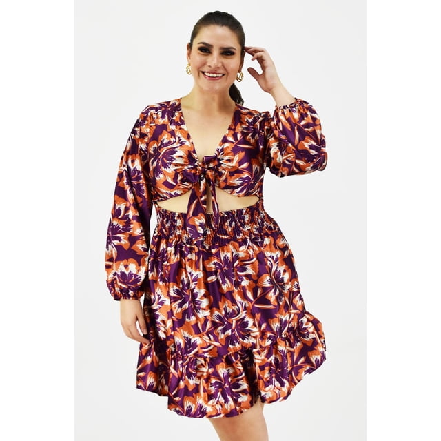 Vestido escote de moño Roman Fashion /Tallas Extras, 4318 (Vno) vino 42