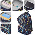 thumbnail image 4 of Dinosaur and Planet Navy Pattern Backpack for School, Cute School Bag with Adjustable Shoulder Straps and Padded Back, 16.9"x12.6"x5.9", 4 of 5