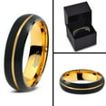 thumbnail image 4 of P. Manoukian Tungsten Wedding Band Ring 4mm for Men Women Black & 18K Yellow Gold Plated Center Line Dome Brushed Polished Lifetime Guarantee Size 11, 4 of 4